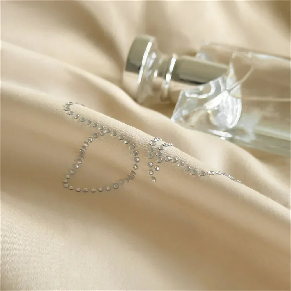 DecorBites™ Hot Diamond Lace Egyptian Cotton Bedding Set: Sheet, Pillowcase, Duvet Cover, Full-Queen-King Size