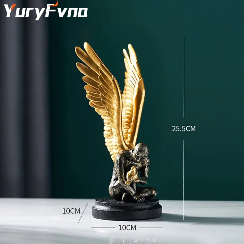 DecorBites™ Abstract Golden Character Resin Statue Modern Home Decor Ornament Scandinavian Style