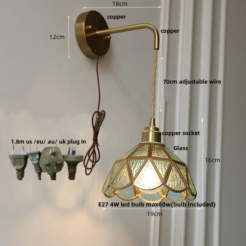 DecorBites™ Amber Glass LED Wall Light Modern Nordic Bedroom Reading Lamp