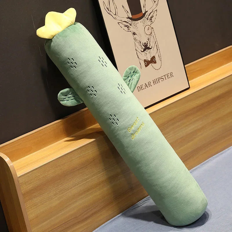DecorBites™ Cylindrical Long Pillow: Detachable, Washable, Side-Sleeping Body Support