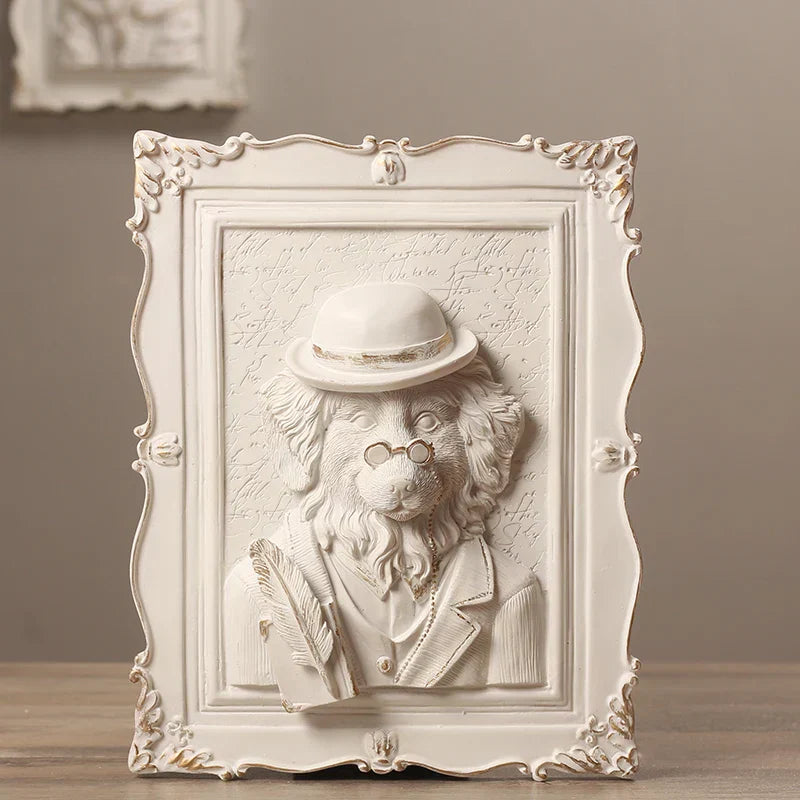 DecorBites™ إطار زخرفة جدارية متدلية من الراتنج على شكل قطة "إيرل" للمسة غريبة.