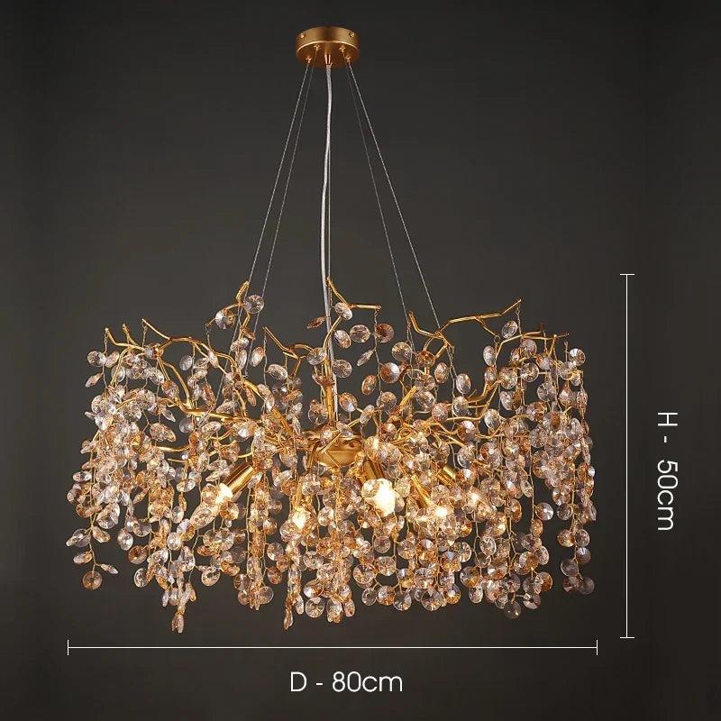 DecorBites™ Crystal LED Chandelier 60/80/100 cm Golden Luxury Lamp for Dining & Living Room