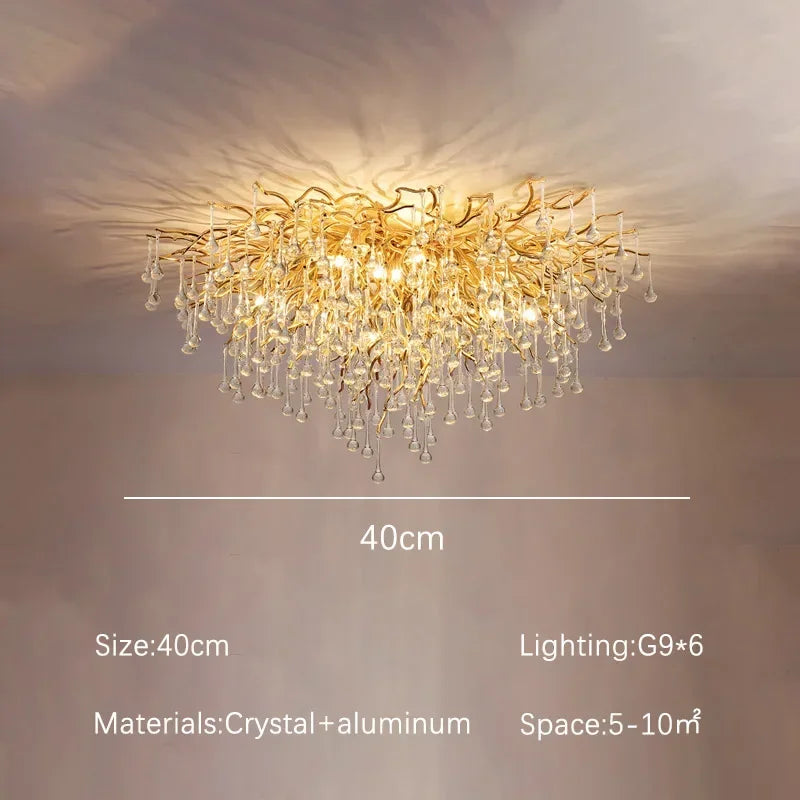 DecorBites™ Golden Chandelier Modern Luxury LED Glossy Ceiling Lamp