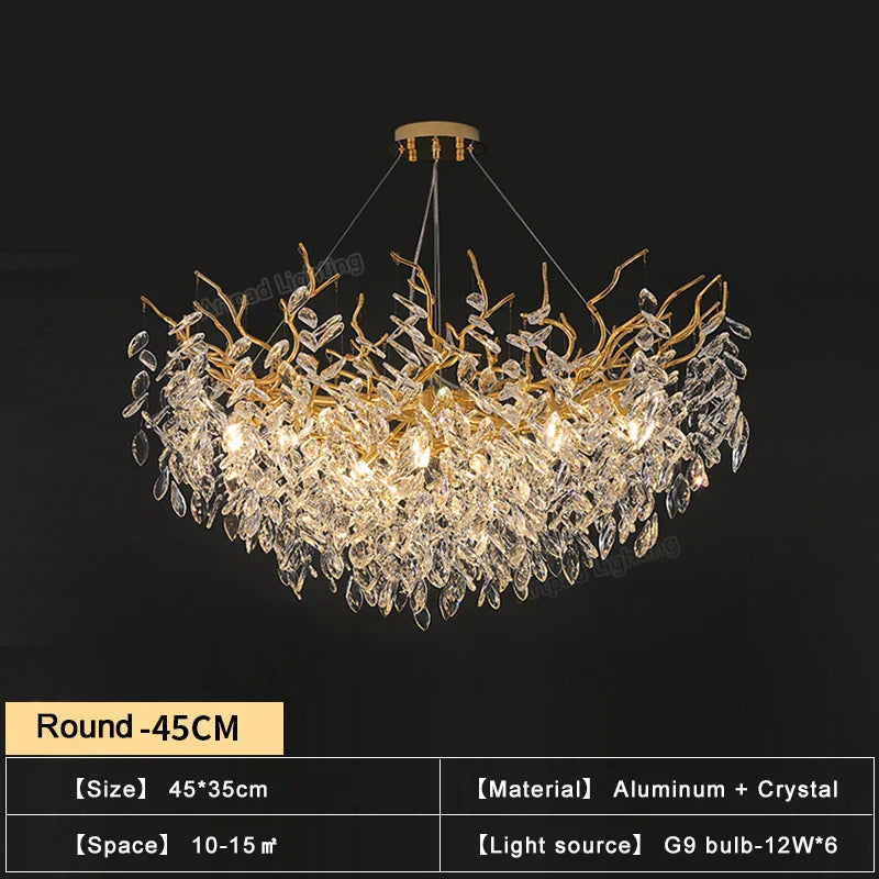 DecorBites™ ثريات كريستال ذهبية لغرفة الطعام، مصباح تعليق فرعي، إضاءة كبيرة
