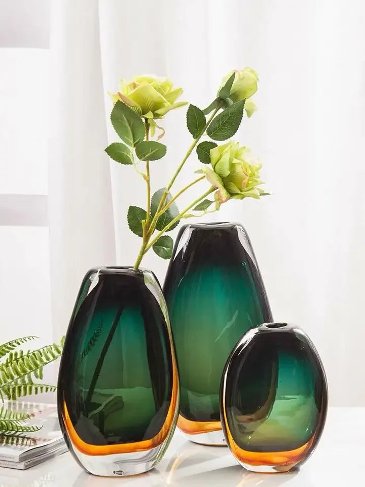 DecorBites™ Gradient Glass Vase Hydroponics Desk Decoration Artificial Floral Arrangement Vase