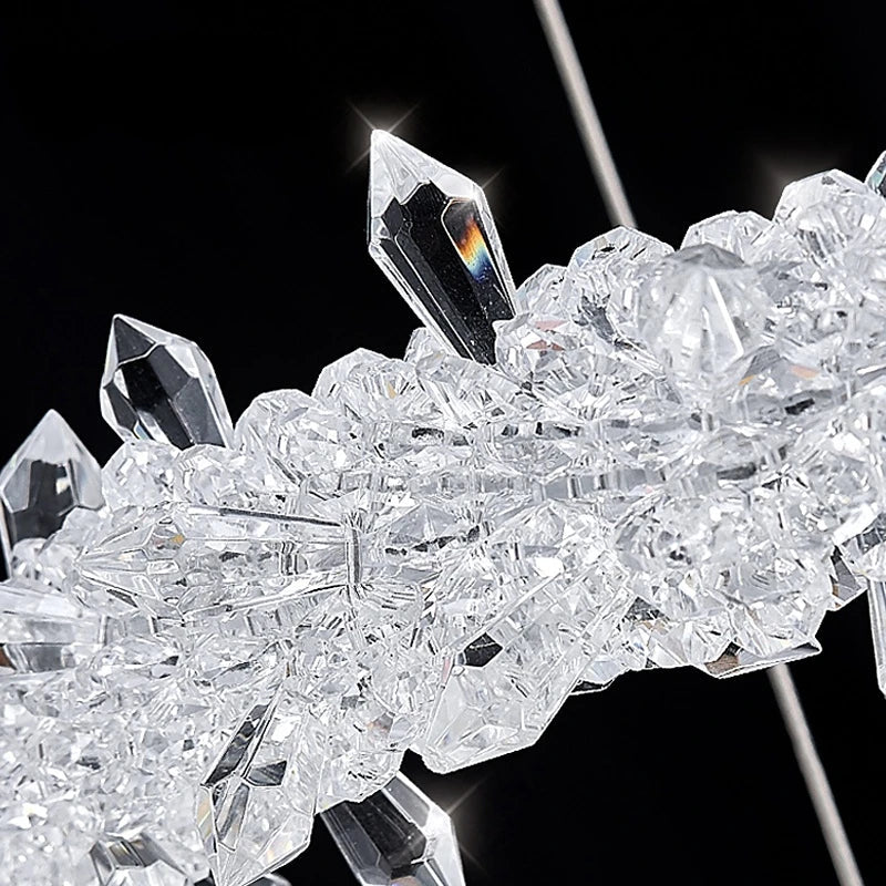DecorBites™ Crystal Flower LED Chandelier: Modern Luxury Round Ring Pendant Light for Dining & Living Room