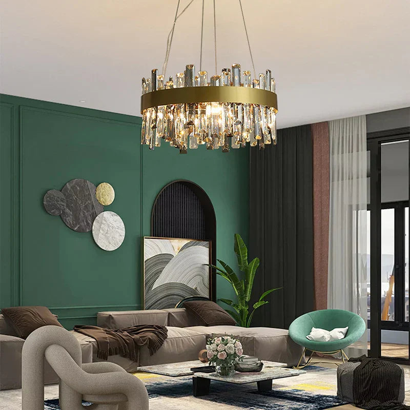 DecorBites™ Crystal Ceiling Chandelier LED Hanging Lamps for Living Room Luxe Décor