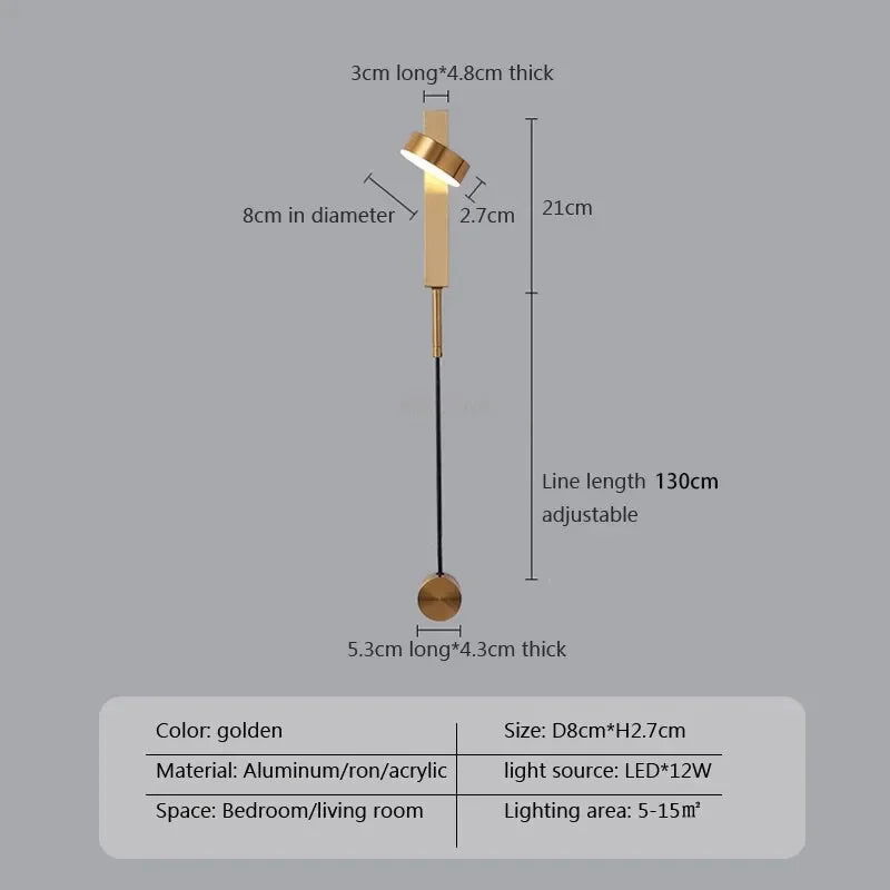 DecorBites™ Adjustable LED Wall Lamp Rotation Dimming Switch Indoor Sconce Lighting