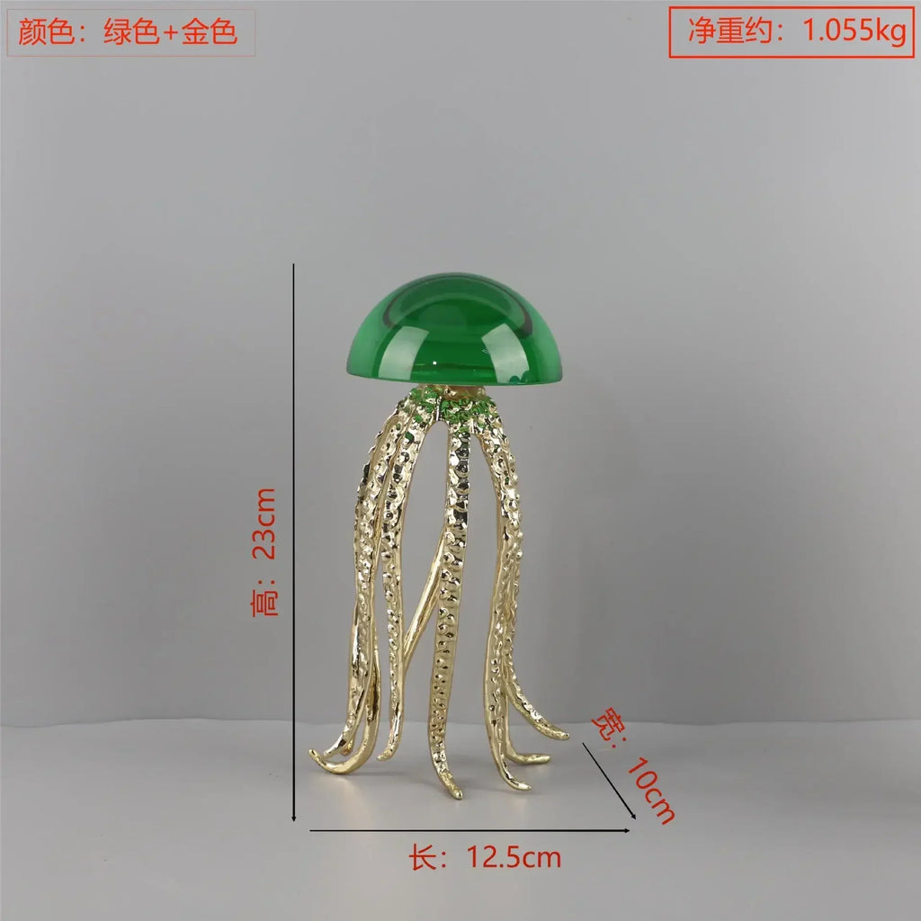 DecorBites™ Crystal Jellyfish Sculpture - Marine Organism Figurine for Home Decor