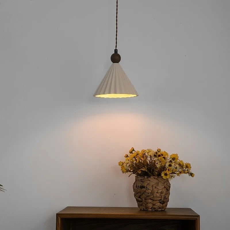 DecorBites™ Ceramic Wood Pendant Lamp LED Hanging Light Fixture for Modern Home Decor