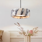 Black Natural Stone Round Pendant Light