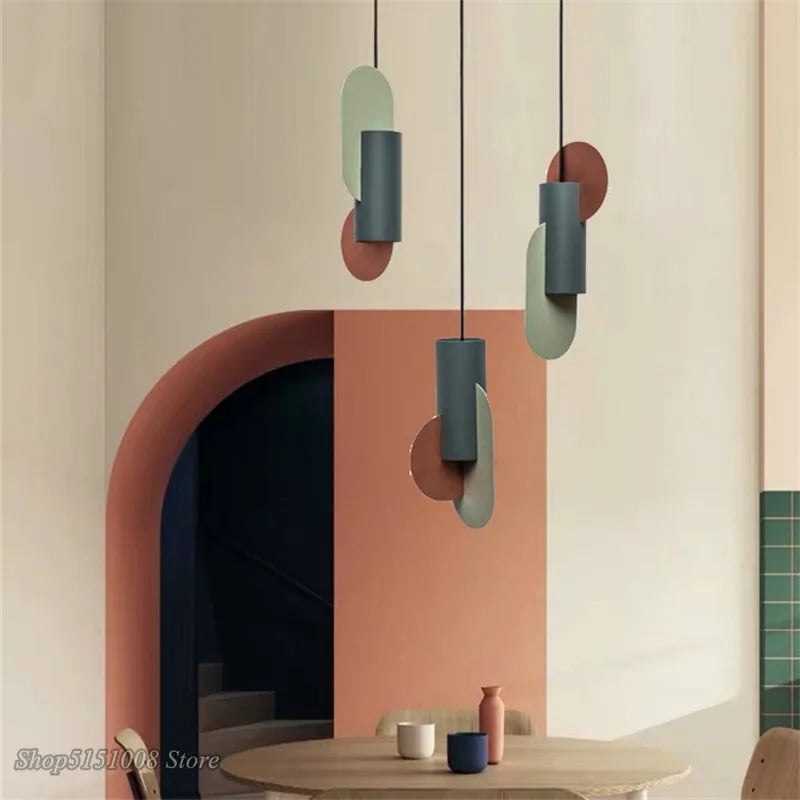 مصباح تعليق LED أسطواني أخضر DecorBites™ - مصباح معلق Nordic حديث برأس واحد
