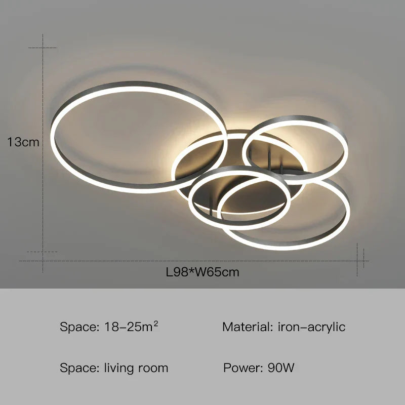 DecorBites™ ثريا سقف LED بتصميم حلقات إضاءة معلقة - إضاءة منزلية بلمسة عصرية
