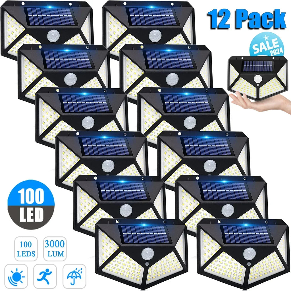 DecorBites™ 100LED Solar Powered Outdoor Wall Lamp with PIR Motion Sensor