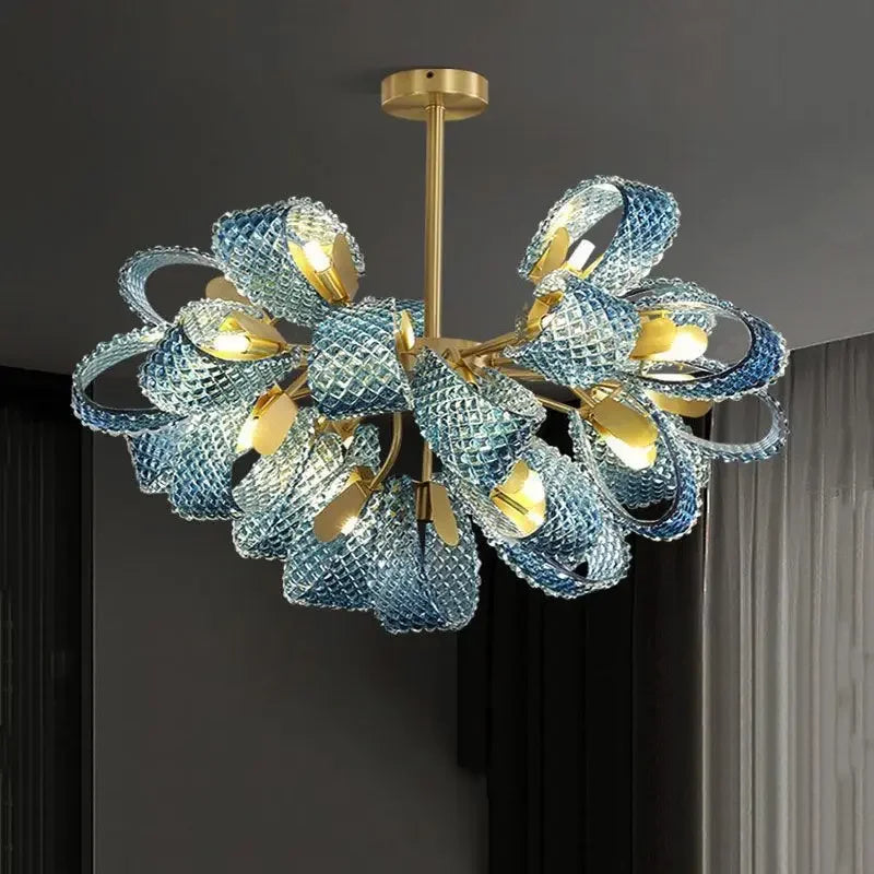 DecorBites™ ثريا سقف فاخرة بإضاءة LED على شكل أوراق النحاس للمنزل وغرفة النوم وغرفة الطعام