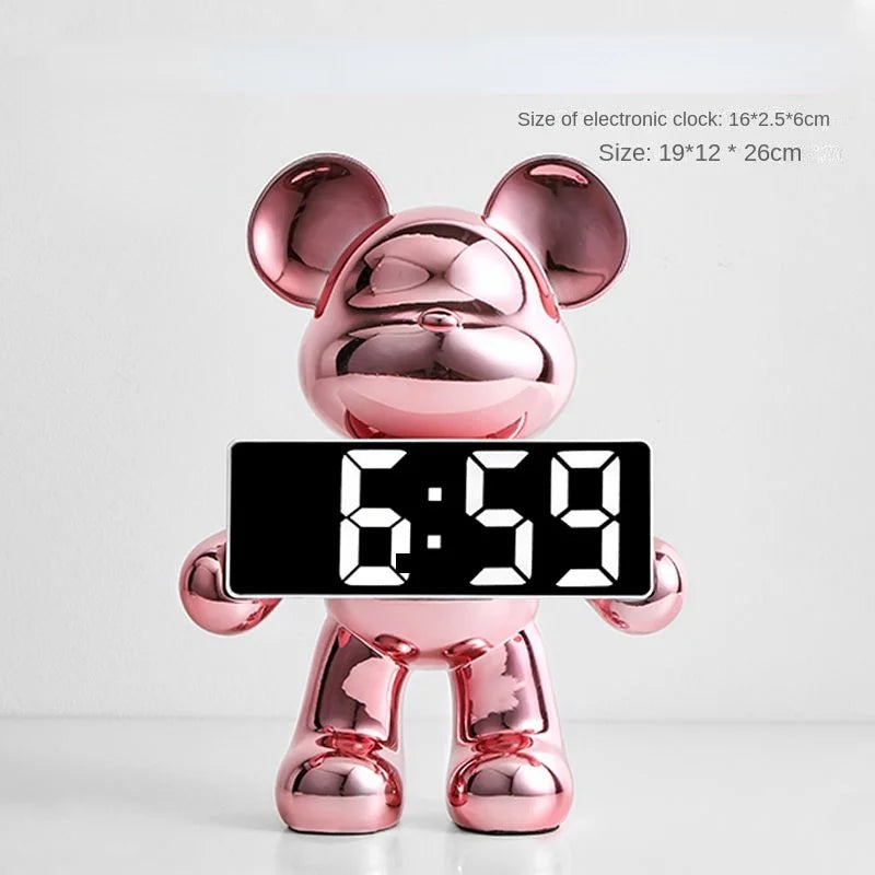 DecorBites™ Elegant Bear Clock Ornament for Home Decor and Living Room Craftmanship