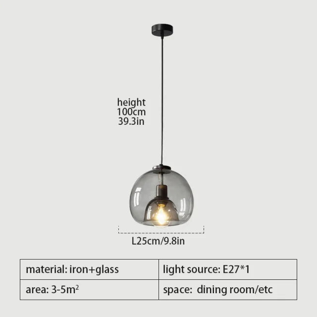 Nordic Smoke Gray Glass Pendant Light Chandelier