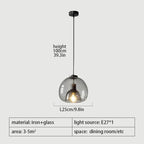 Nordic Smoke Gray Glass Pendant Light Chandelier