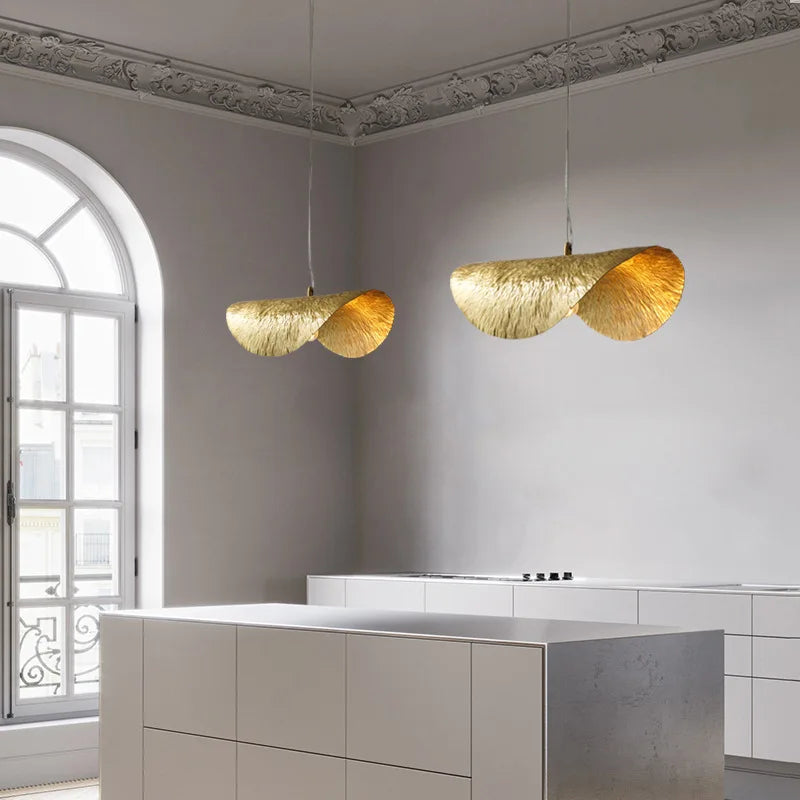 DecorBites™ Brass Lotus Leaf Chandelier Pendant for Living Dining Room