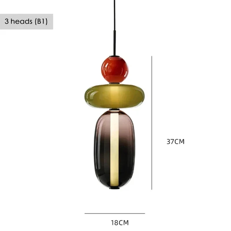Italian Candy Glass Pendant Light in Black or White