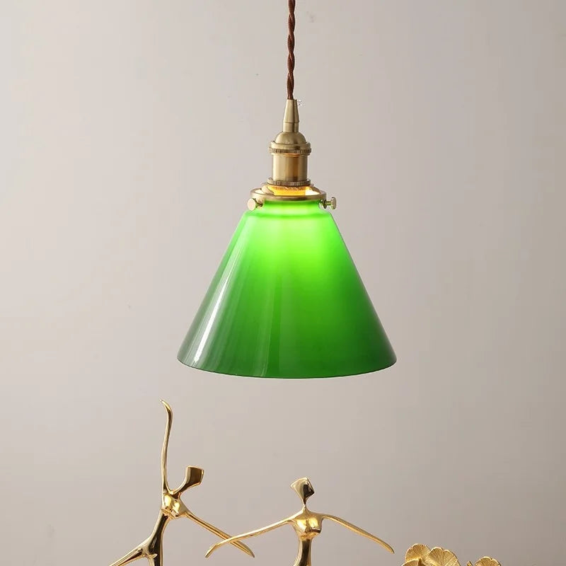 مصابيح قلادة LED زجاجية خضراء من DecorBites™، مصباح تعليق إسكندنافي حديث قابل للتعديل لغرفة النوم، المطبخ، الفندق