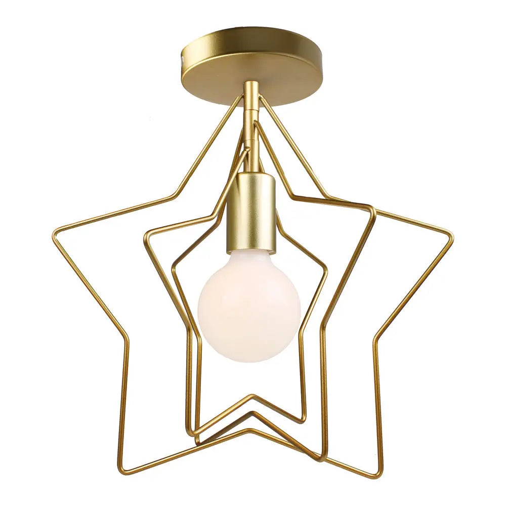 DecorBites™ Gold Iron Cage Ceiling Light مصباح سقف قفص حديدي ذهبي للديكور الاسكندنافي الحديث بتصميم عتيق E27