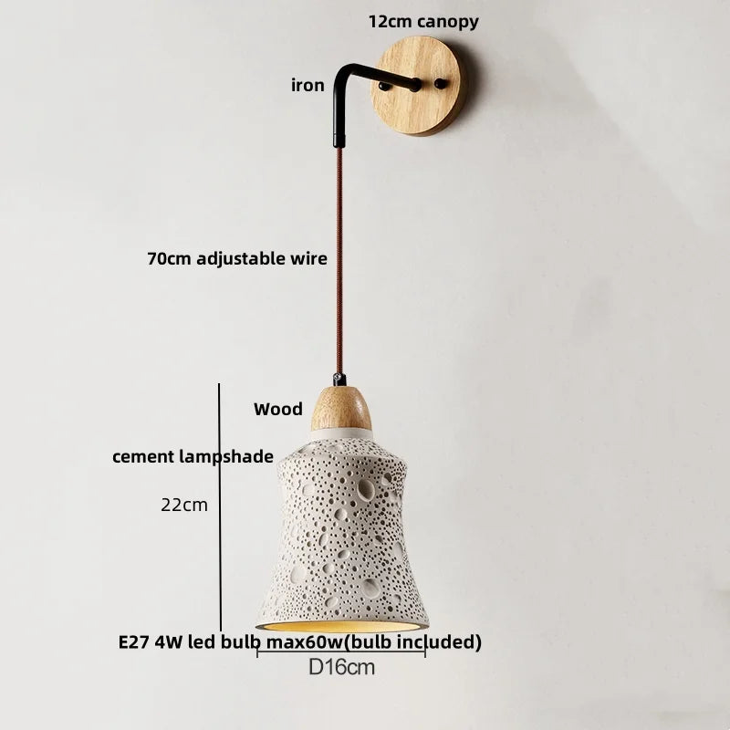 DecorBites™ Cement LED Wall Lamp Sconce Modern Pull Chain Switch Stair Light