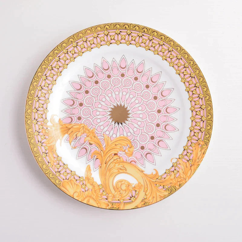طقم أدوات مائدة من البورسلين "DecorBites™ Golden Flower Bone China"
