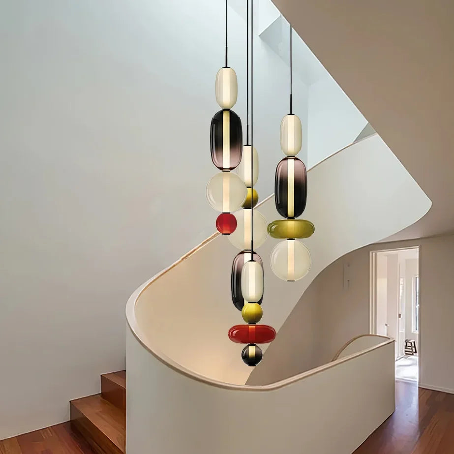 Italian Candy Glass Pendant Light in Black or White
