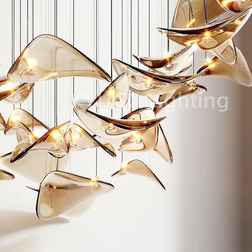 Nordic Lotus Leaf Art Glass Pendant Light