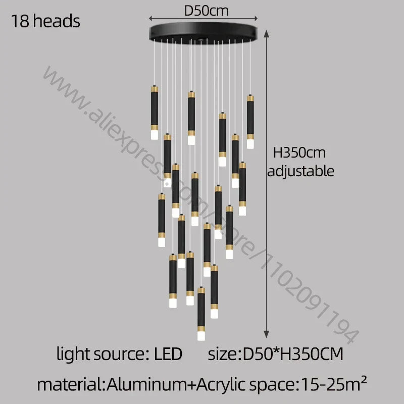 ثريا LED من DecorBites™: إضاءة فاخرة حديثة بتصميم نورديك من الأكريليك لديكور المنزل