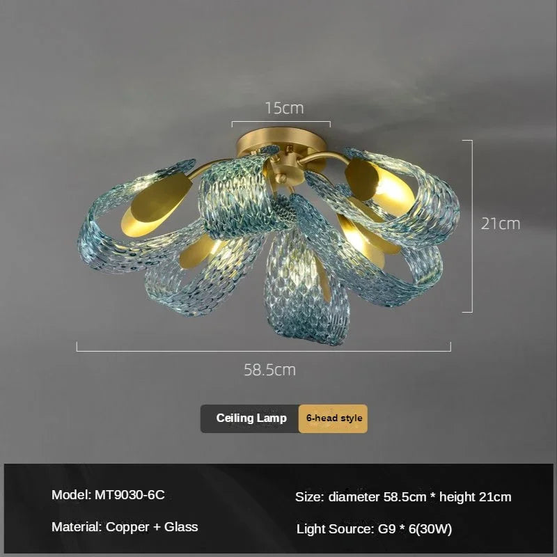 DecorBites™ ثريا سقف فاخرة بإضاءة LED على شكل أوراق النحاس للمنزل وغرفة النوم وغرفة الطعام