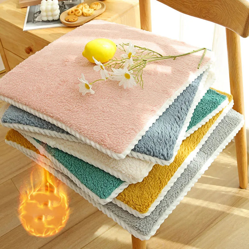 DecorBites™ Cozy Lamb's Wool Chair Cushion for Autumn Winter Comfort