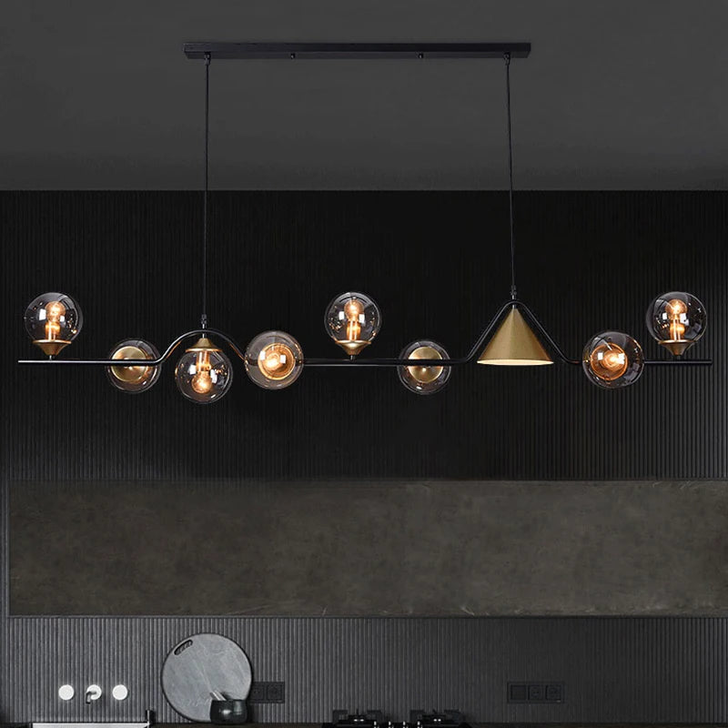 Nordic Glass Globe Pendant Chandelier in Smoky Grey