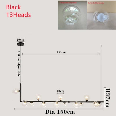 DecorBites™ Double Glass Lampshade Chandelier with LED Suspension – Stylish Ceiling Fixture for Dining Room