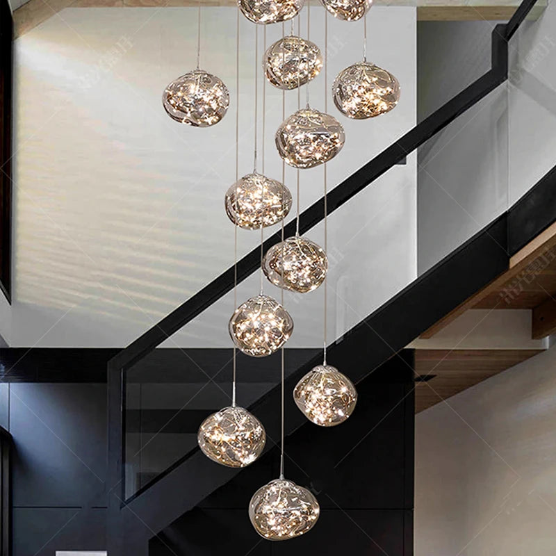 Modern Glass Staircase Pendant Chandelier