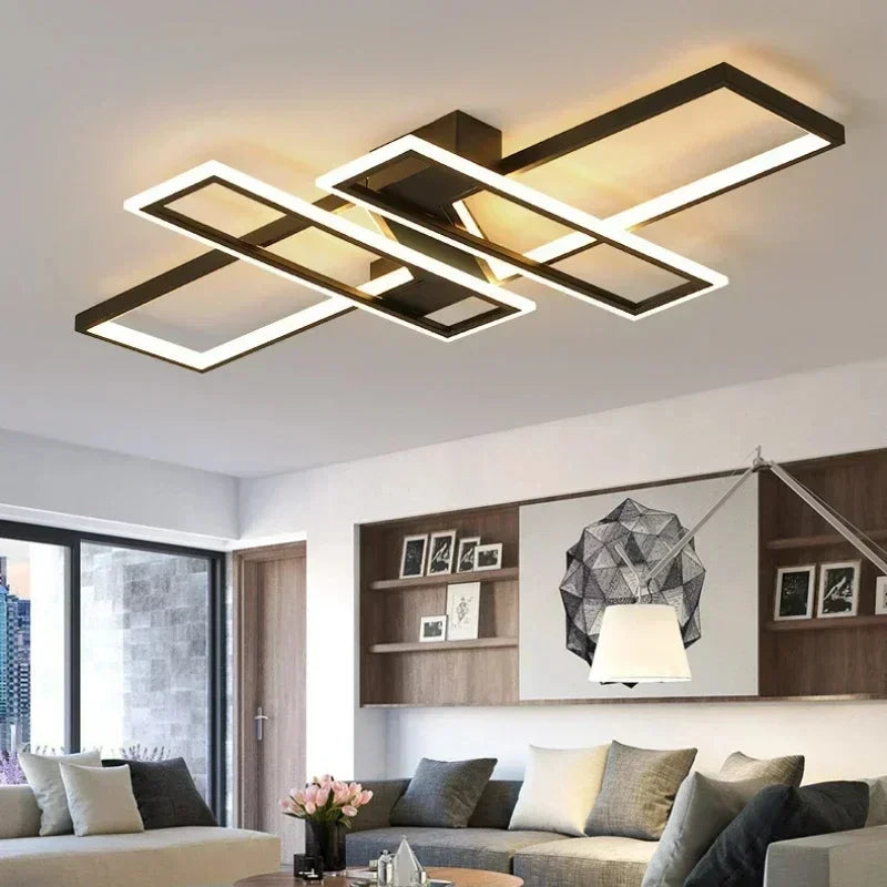 ثريات LED من DecorBites™ مزودة بجهاز تحكم عن بعد - مصباح سقف لامع باللون الأسود للمنزل