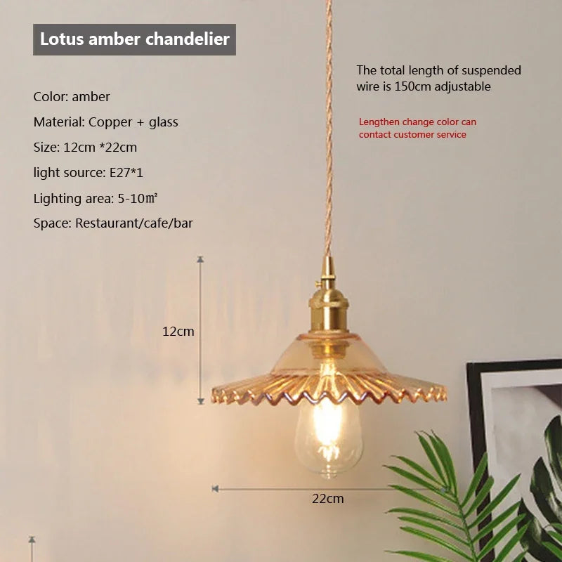 Nordic Glass Pendant Light in Brown and Polished Chrome