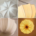 Japanese Fabric Flower Pendant Light With Iron Chain