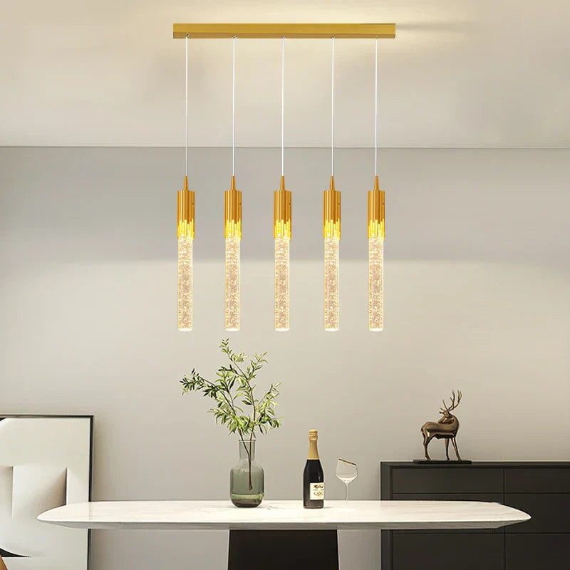 DecorBites™ Gold Crystal LED Chandelier: مصابيح غرفة طعام عصرية، إضاءة سقف معلقة للمطبخ