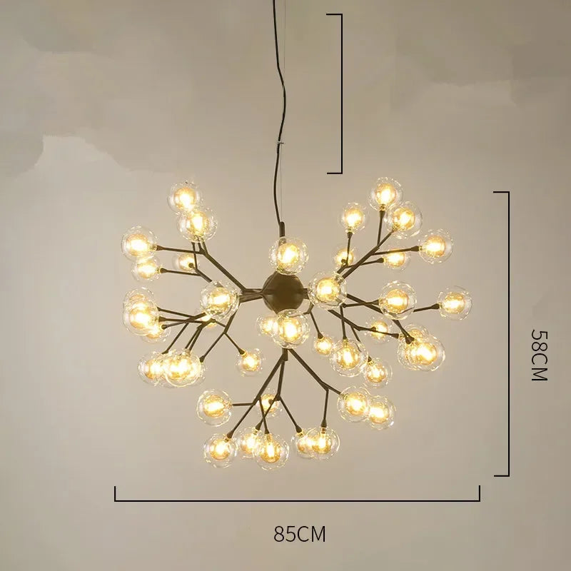 DecorBites™ Heracleum Firefly Glass Round Ball Chandelier - Luxury Staircase Dining Room Lighting