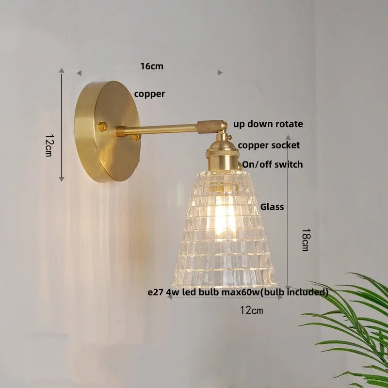DecorBites™ Brass E27 LED Wall Sconce Pull Chain Switch Stair Light Fixtures