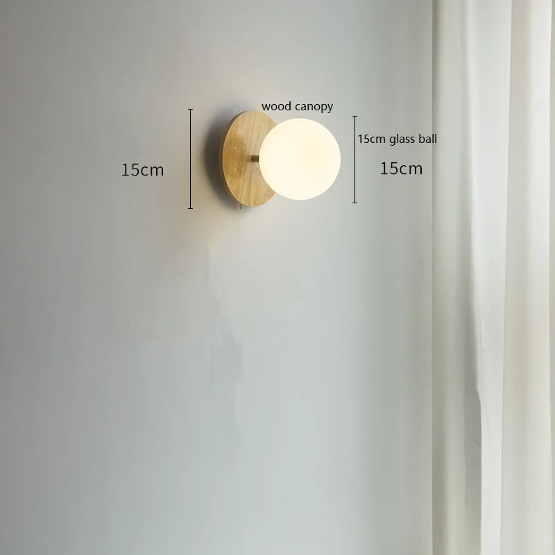 DecorBites™ Glass Ball LED Wall Lights with Pull Chain Switch for Bedroom Cafe Bathroom