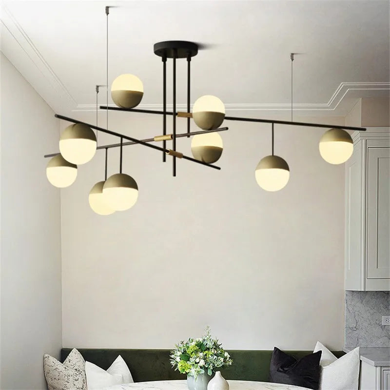 DecorBites™ Glass Ball Linear Chandelier: Postmodern Style Kitchen & Hotel Art Light