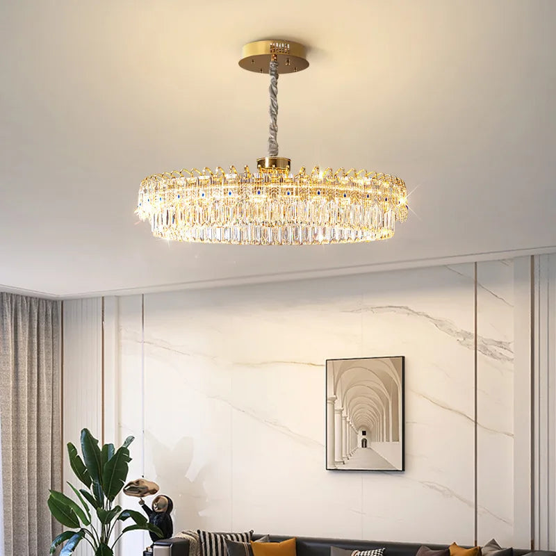 DecorBites™ Double Crystal Ceiling Chandelier: Modern Luxury Home Decoration for Living Room