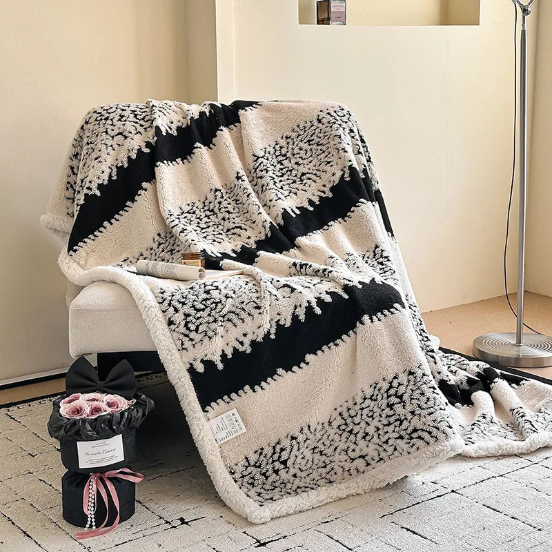 DecorBites™ Double-Layer Jacquard Lamb Wool Blanket - Cozy Sofa Throw for Winter Home Comfort