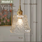 Vintage Green Glass Pendant Light With Brass Details