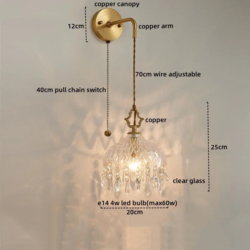 DecorBites™ Crystal Glass LED Wall Sconce - Luxury French Stair Light for Home Decor
