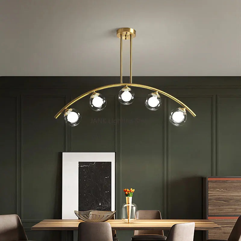 ثريا DecorBites™ الكروية الزجاجية الذهبية LED للديكور العصري البسيط في المطبخ وغرفة النوم