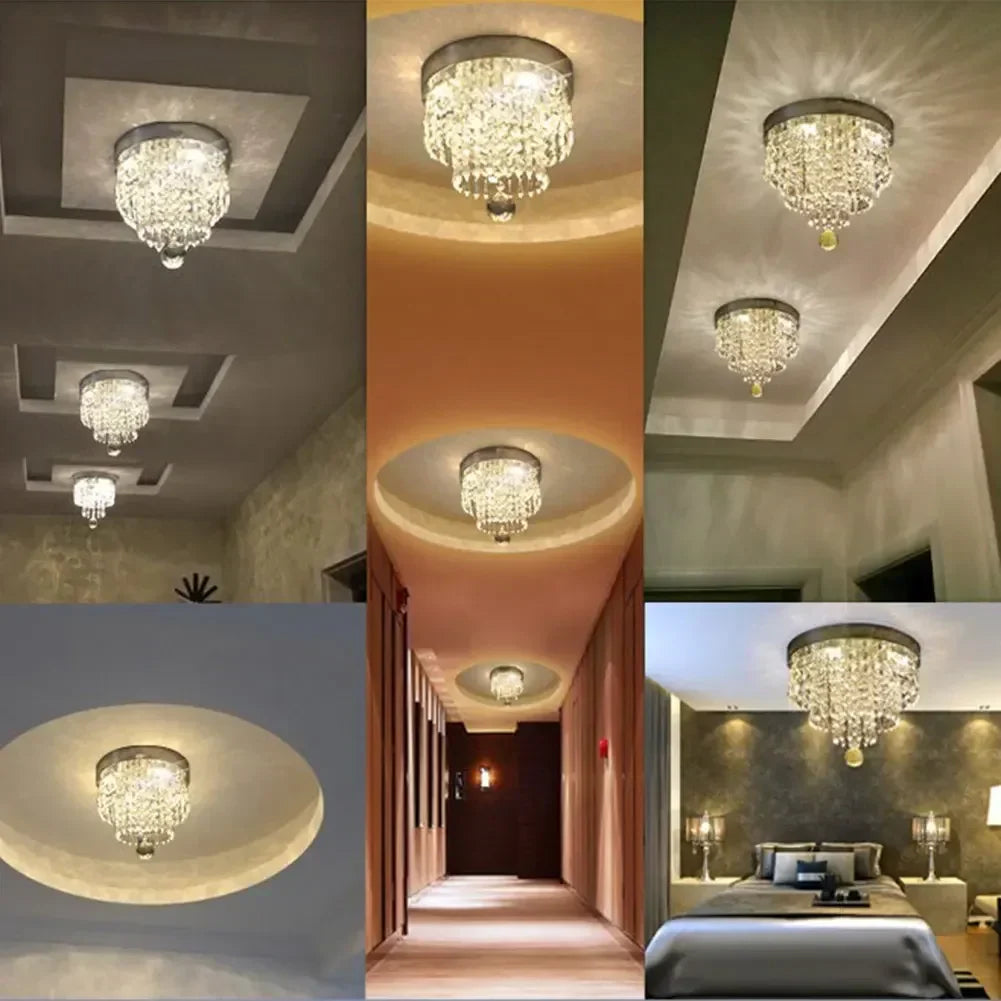 ثريا ليد كريستال DecorBites™: إضاءة سقف صغيرة فاخرة ذهبية/فضية لغرفة المعيشة والمدخل في المنزل